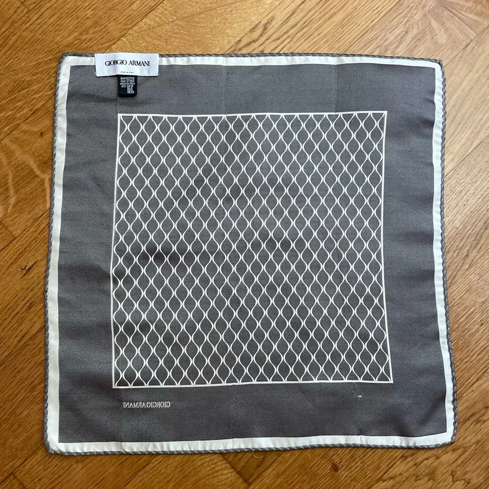 Giorgio Armani White & Gray Silk Scarf